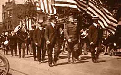 Memorial Day parade on Commercial Street, Livonia, circa 1917
